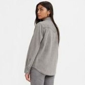 Calvin Klein Gray Cotton Stretch Denim Like Long Sleeve Coastal Cowgirl Shirt